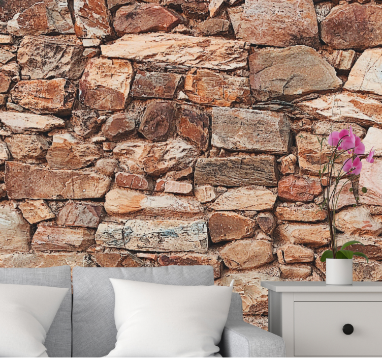 Mural stone wall rustic stone texture - TenStickers
