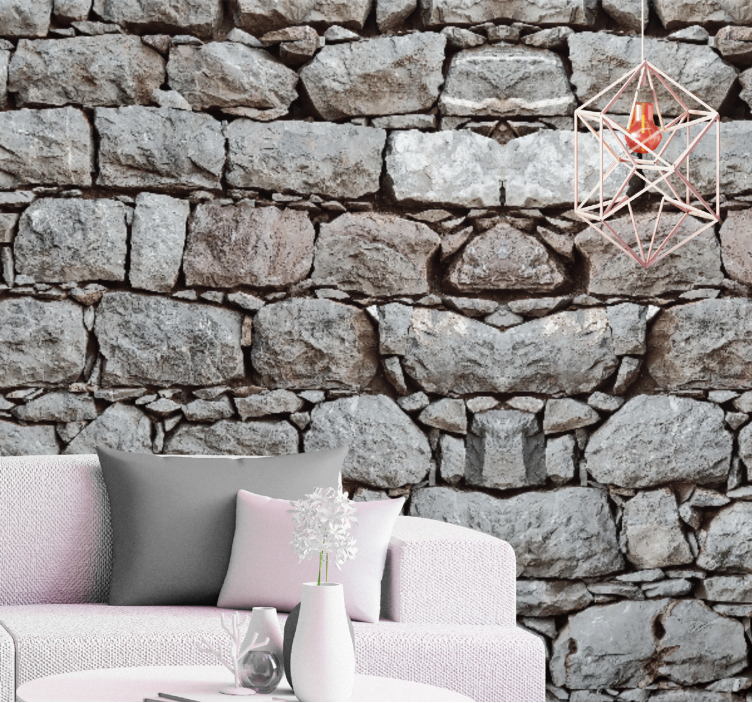 Mural stone wall with rugged stone texture - TenStickers
