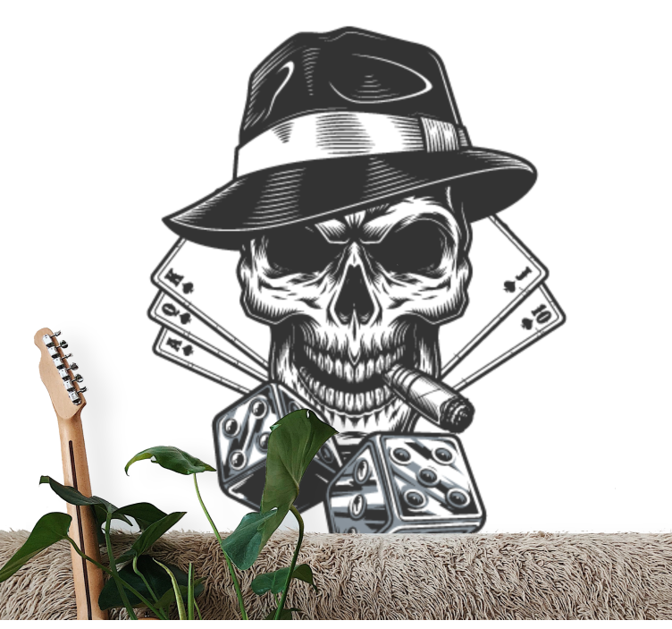 Music wall mural skull with dice design - TenStickers
