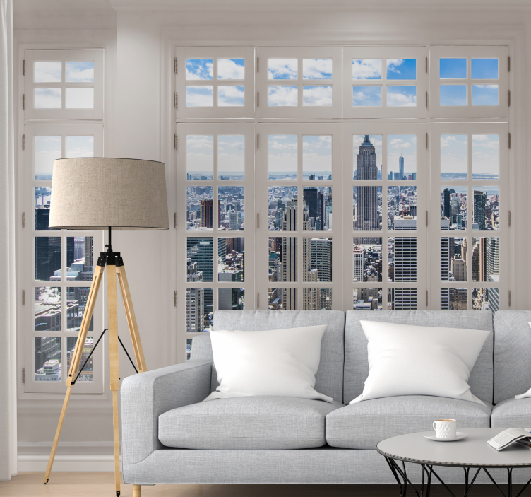 New York City skyline living room wallpaper - TenStickers