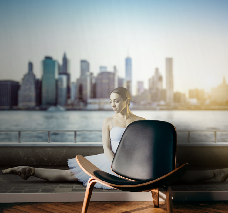 People wall mural ballet dancer cityscape - TenStickers