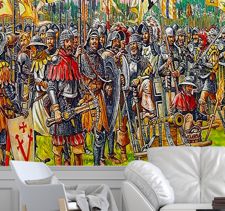 People wall mural historical battle scene - TenStickers