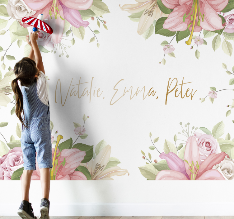 Personalized Floral Arrangement flower wall mural - TenStickers