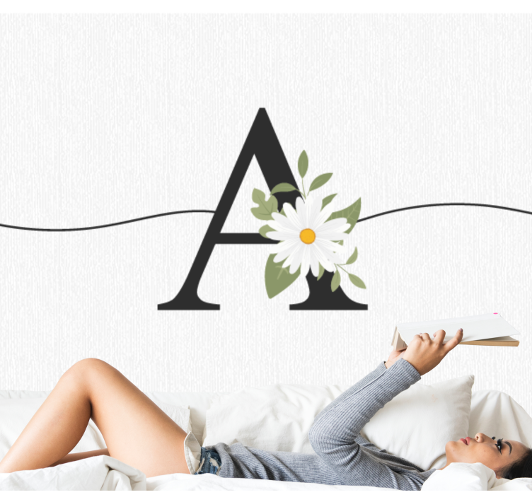 Wall mural teen bedroom personalized initial daisy - TenStickers