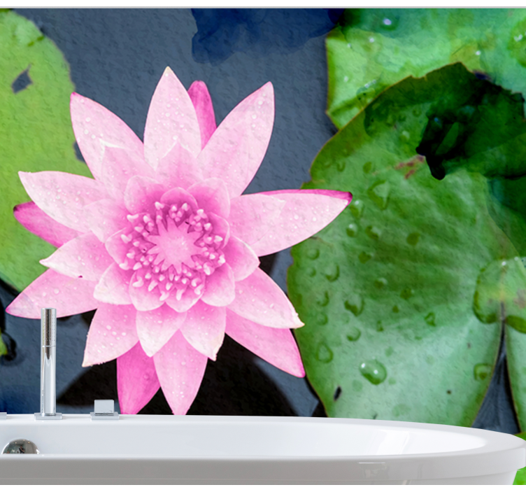 Pink Lotus Blossom flower wall mural - TenStickers