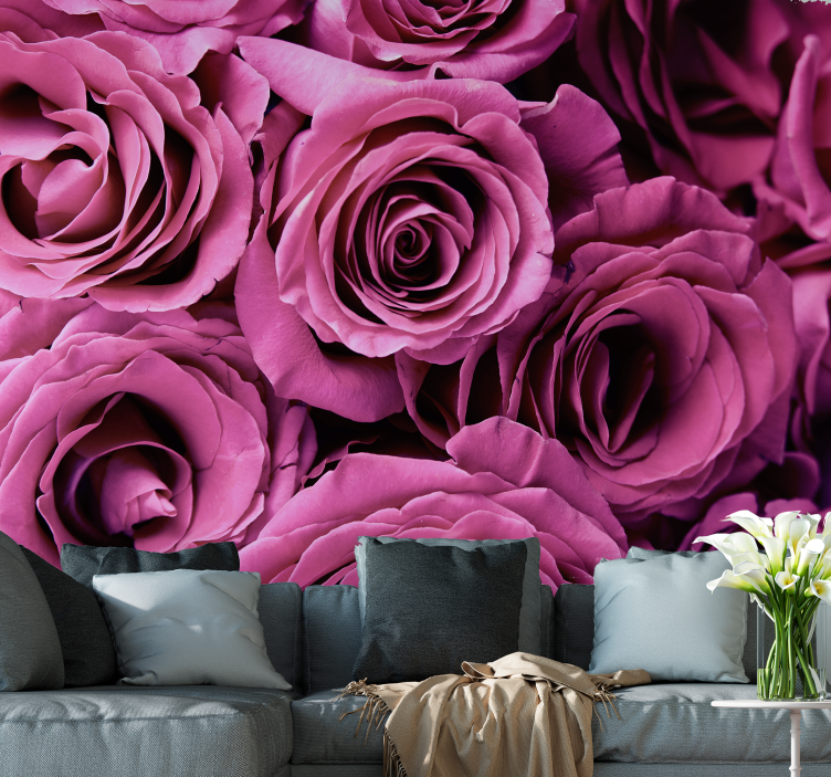 Pink blooms wall mural roses - TenStickers
