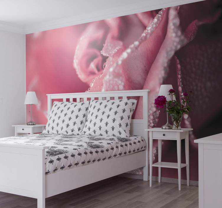 Pink rose flower wall mural - TenStickers