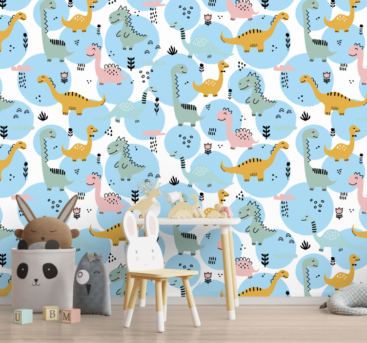 Blue Dinosaur Pattern nursery wall mural - TenStickers