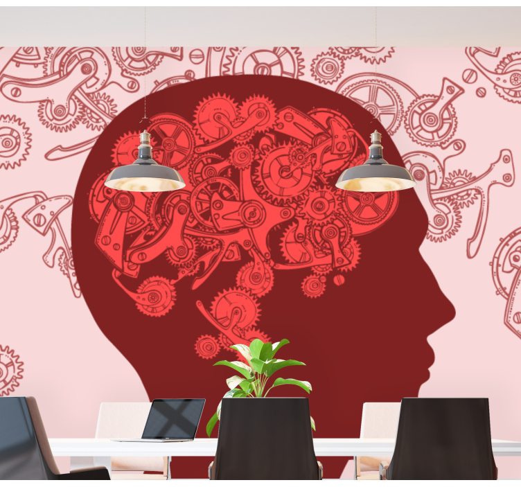 Red cogs brain Abstract Wall Murals - TenStickers