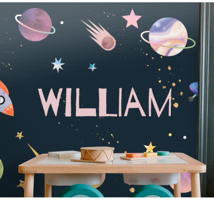 Rocket and Planets space wall mural - TenStickers