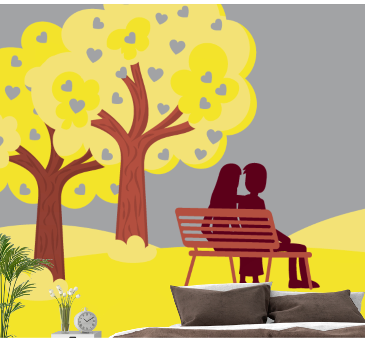 Romantic wall mural of a couple silhouette - TenStickers