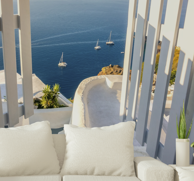 Sailboats Over Ocean landscape wall mural - TenStickers