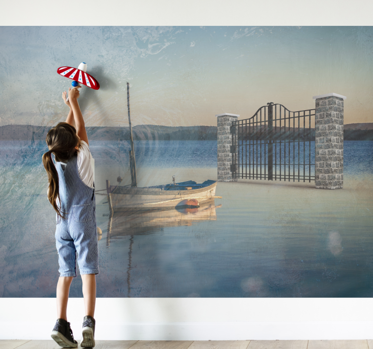 Serene Lake Scene landscape wall mural - TenStickers