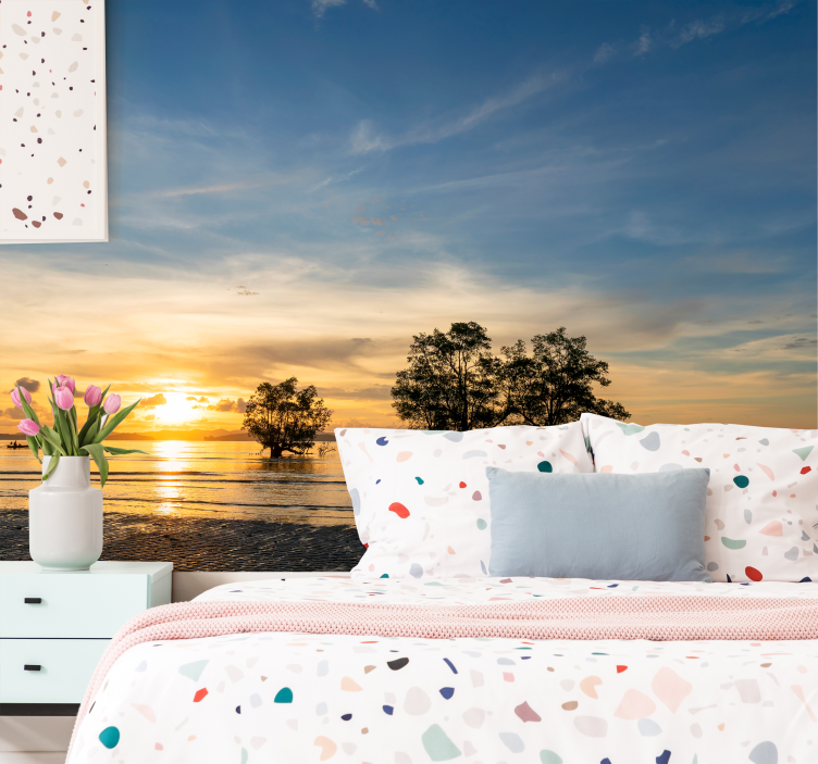 Serene Sunset landscape wall mural - TenStickers