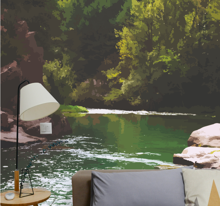 Serene Water Landscape wall mural nature - TenStickers