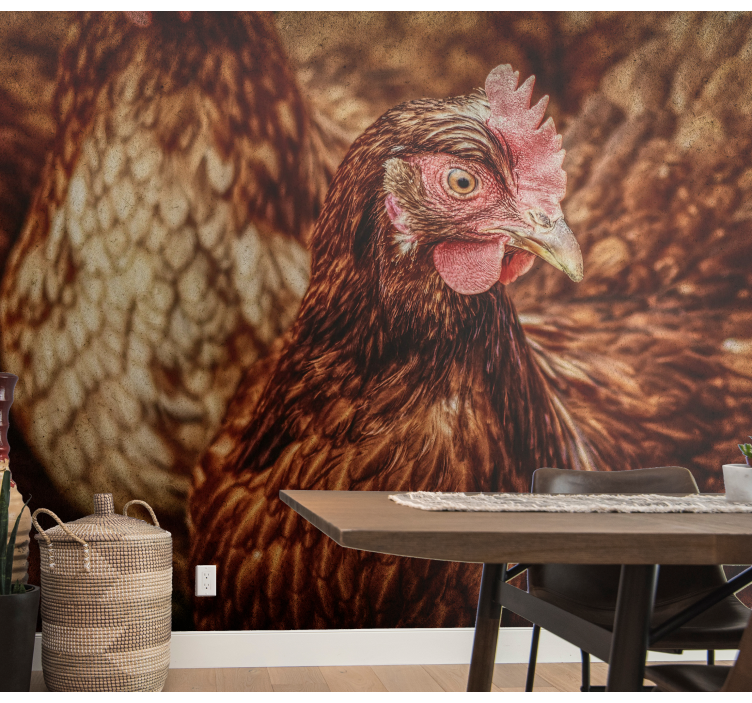 Serious brown chicken wall mural - TenStickers
