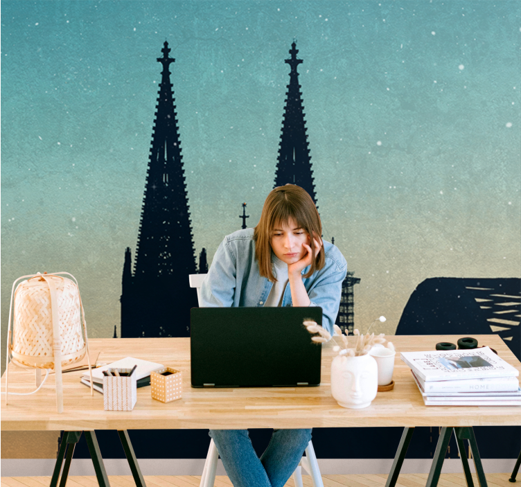 Silhouetted Cathedral Towers city wall mural - TenStickers