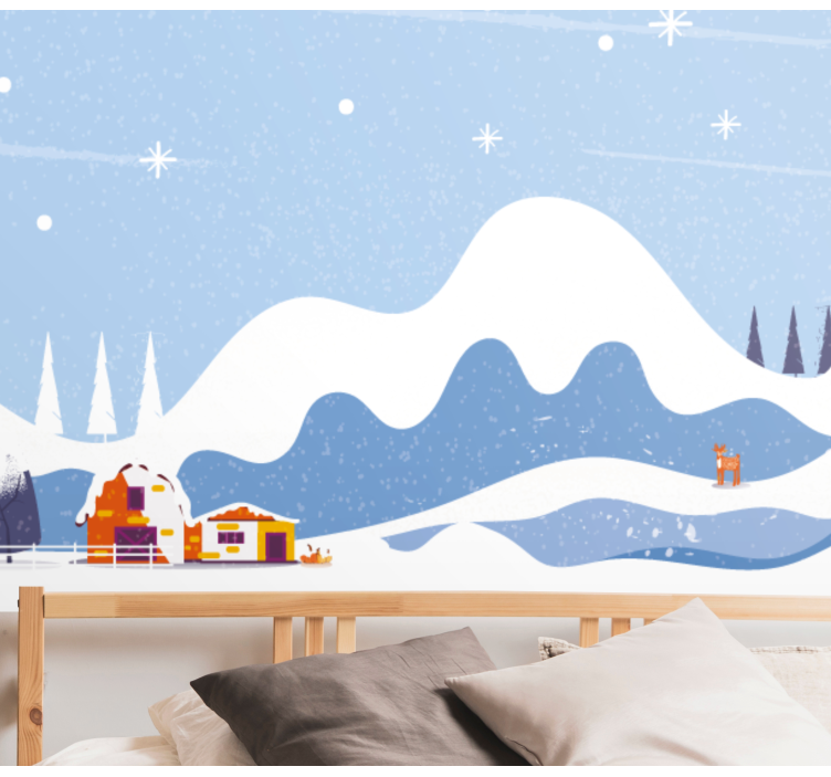 Drawn snowy mountain  childrens wall mural - TenStickers
