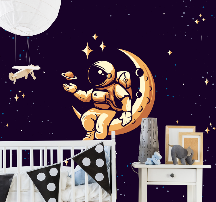 Space, stars and moon landscape wall mural - TenStickers