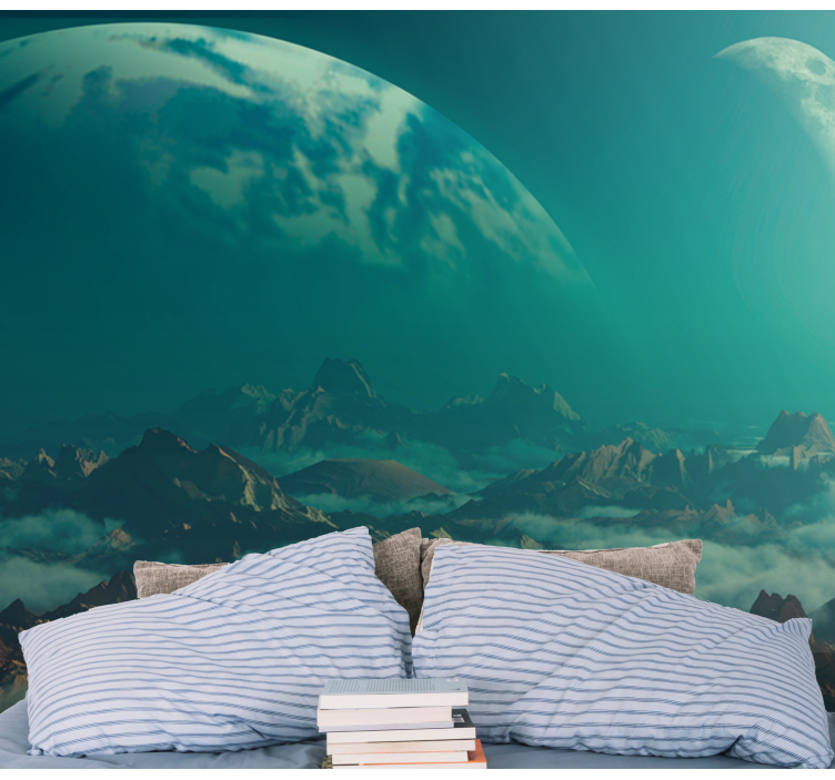 Space wall mural celestial mountain peaks - TenStickers