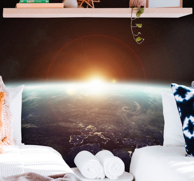 Space wall mural earth dawn view - TenStickers