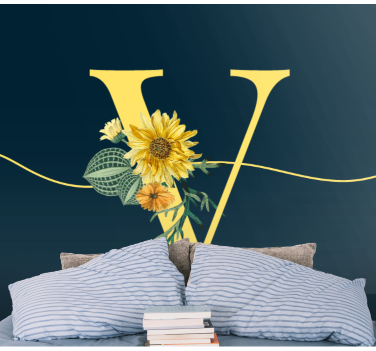 Sunflower Initial Elegance flower wall mural - TenStickers
