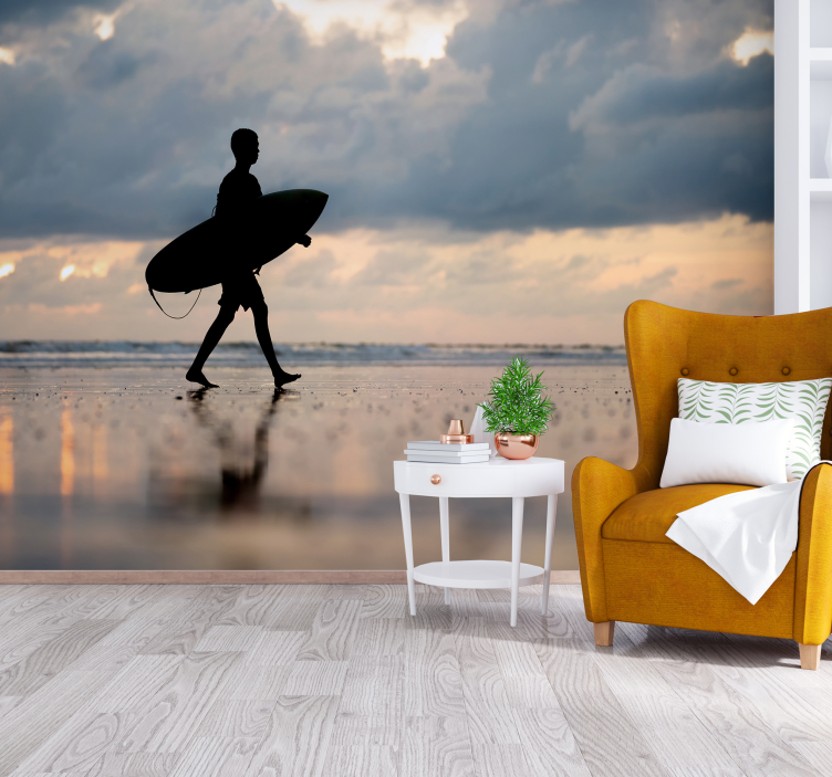 Surfer Silhouette sea wall mural - TenStickers