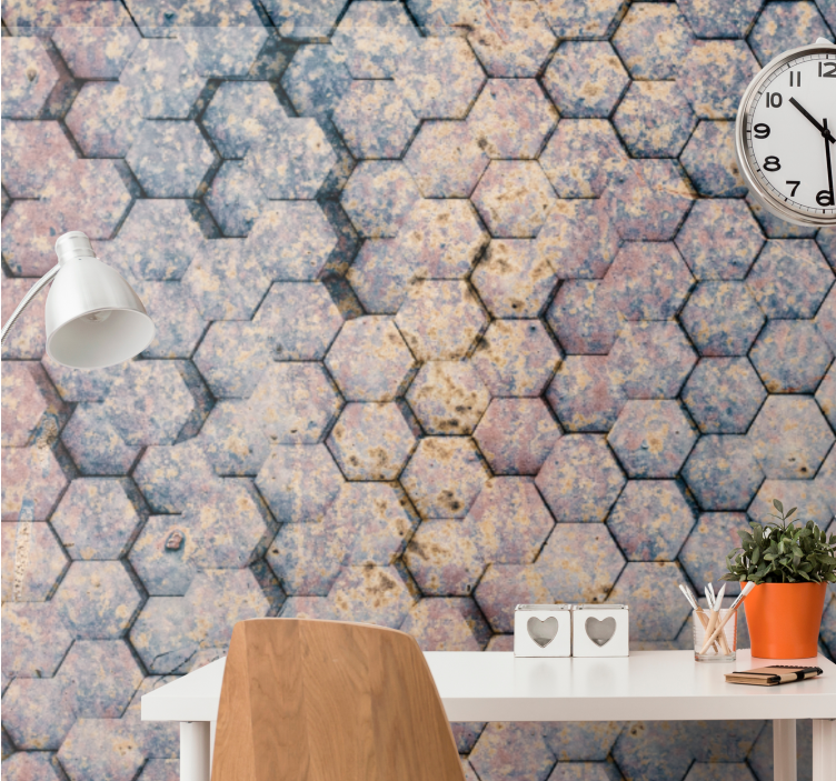 Texture wall mural hexagonal stone design - TenStickers