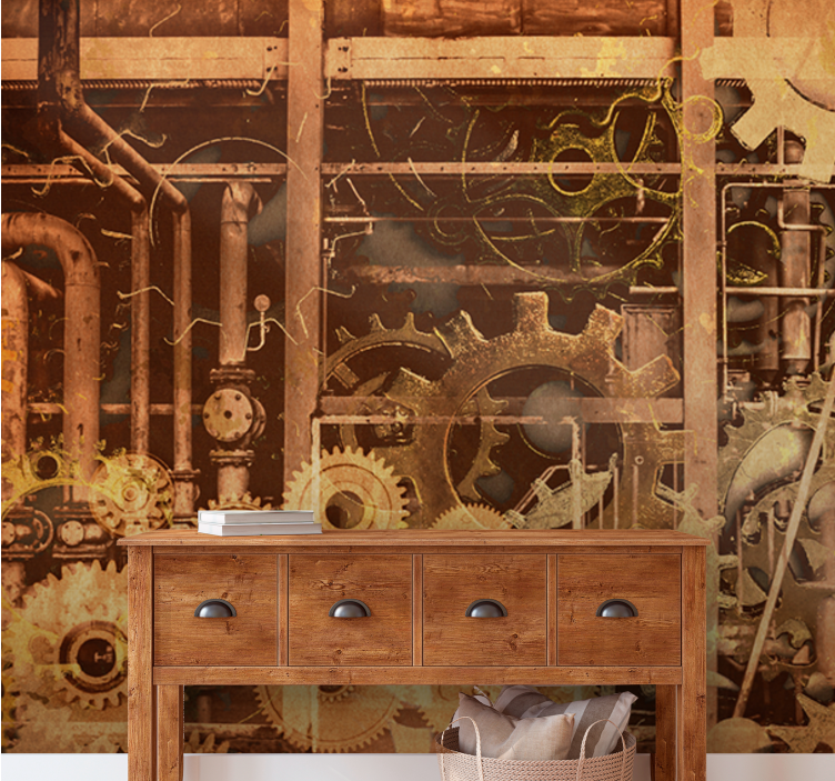 Texture wall mural industrial gear design - TenStickers