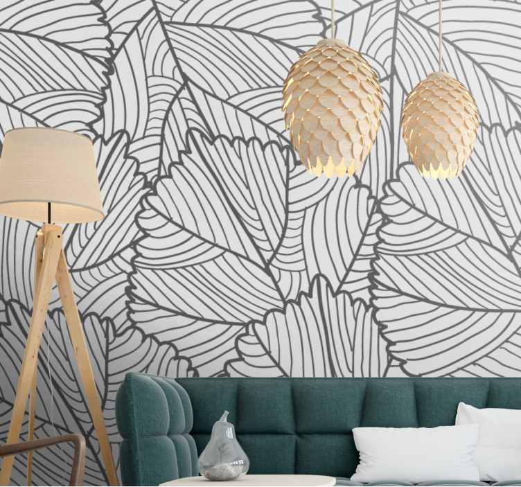Texture wall mural leaf pattern design - TenStickers