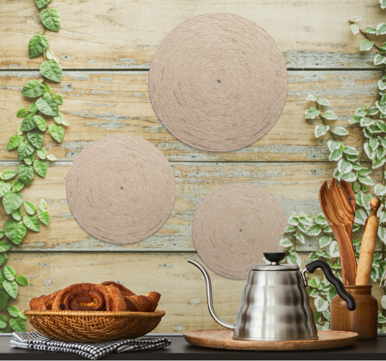Texture wall mural natural rope circles - TenStickers