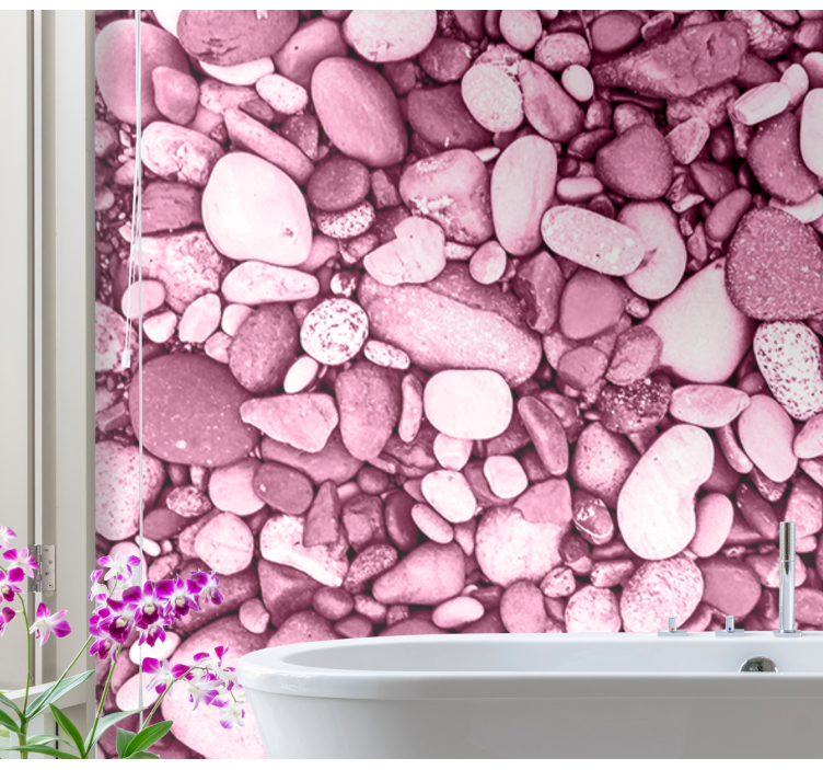 Pink pebble arrangement wall mural bathroom - TenStickers