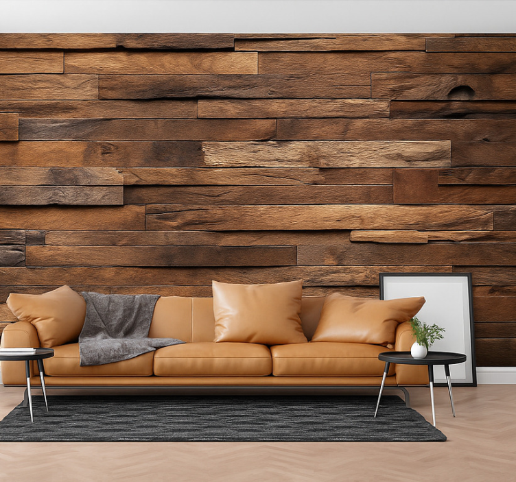 Timber wood living room wall mural - TenStickers