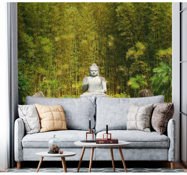 Tranquil Buddha Sculpture living room wall mural - TenStickers