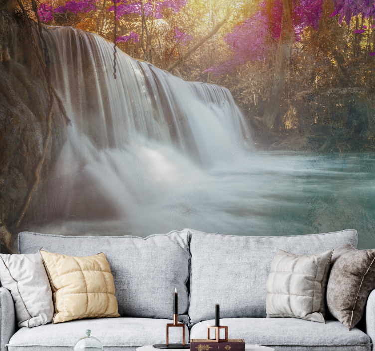 Tranquil Waterfall Scene wall mural waterfall - TenStickers