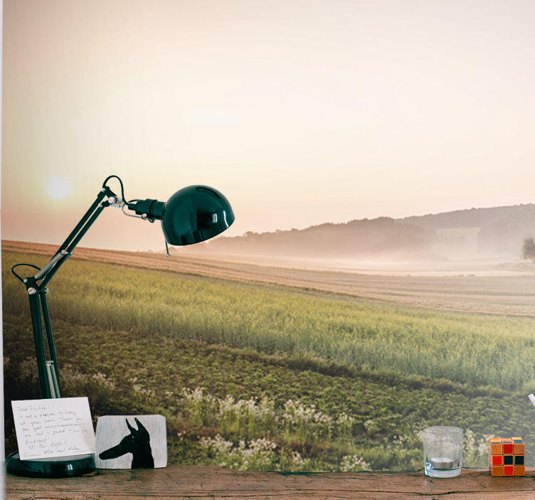 Tranquil green meadows landscape wall mural - TenStickers