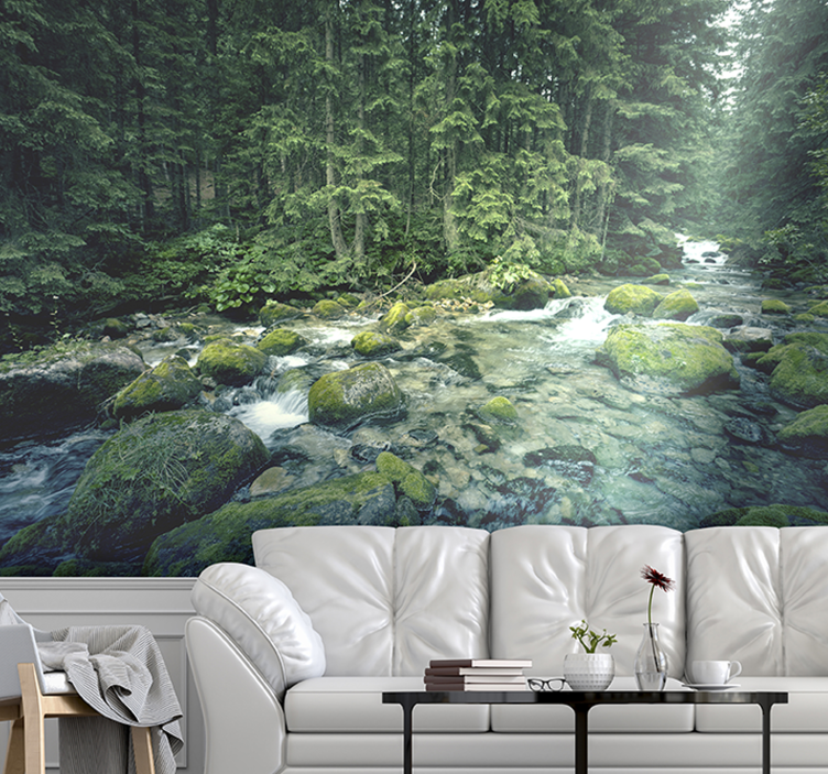 Tranquil woodland creek landscape wall mural - TenStickers