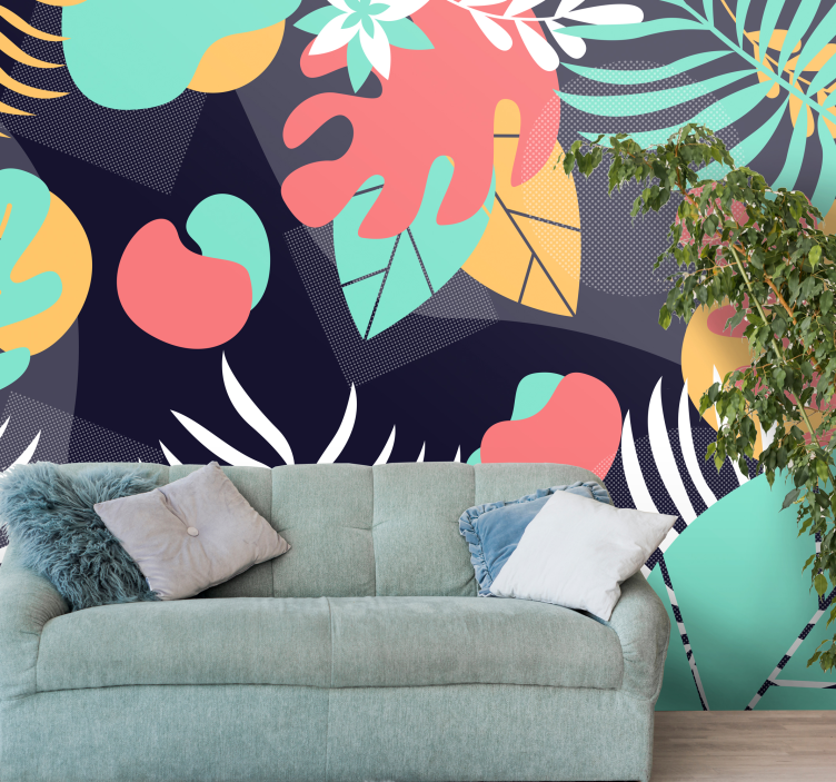 Tropical Leaf Designs wall mural nature - TenStickers