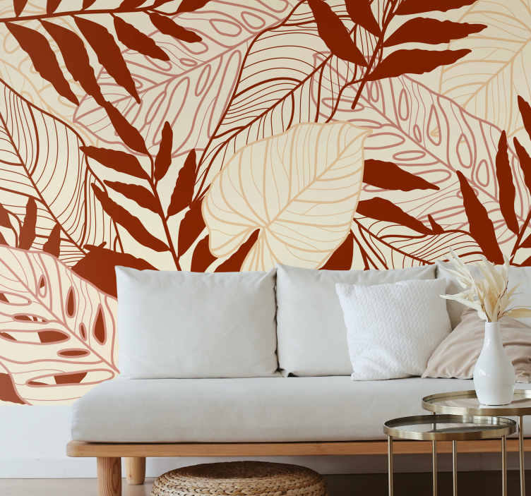 Tropical leaf patterns wall mural nature - TenStickers
