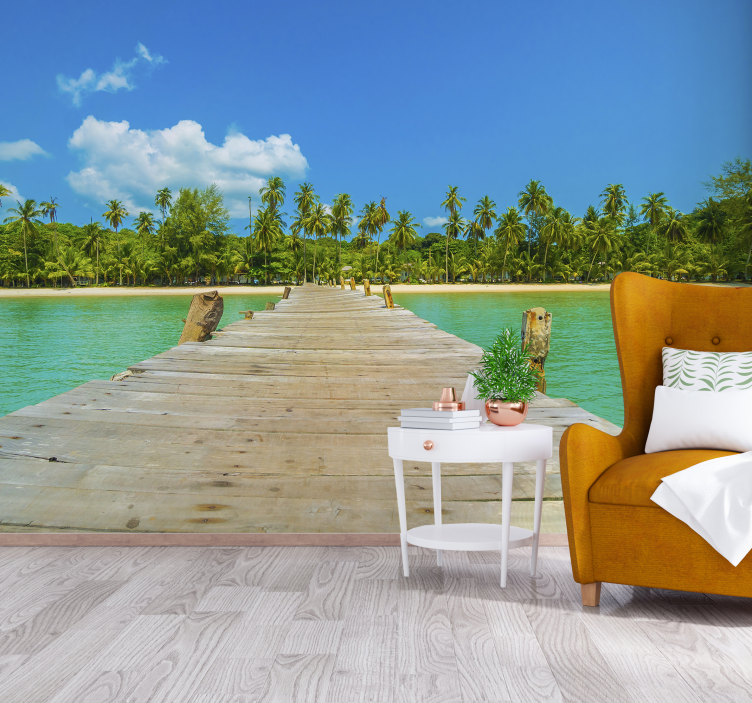 Tropical Pier Escape landscape wall mural - TenStickers