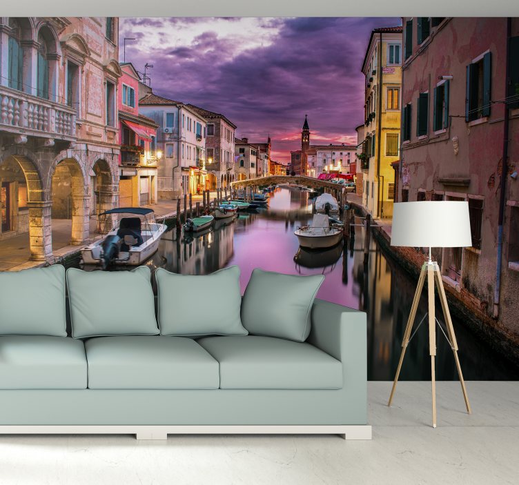Venetian Canal Dusk city wall mural - TenStickers
