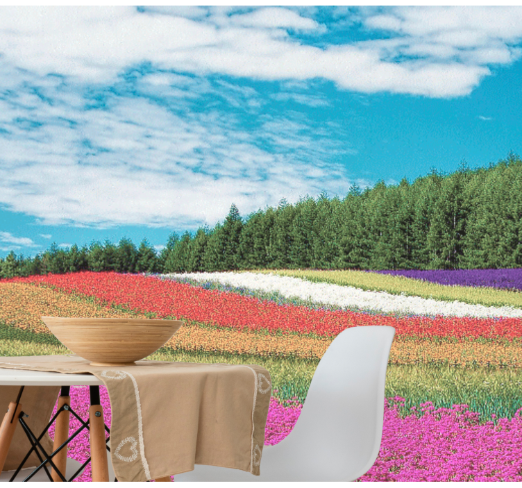 Very colourful flower field wall mural - TenStickers
