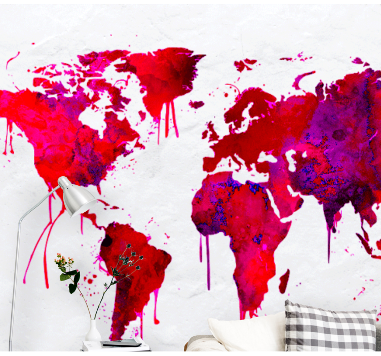 Vibrant Global Map world map wallpaper - TenStickers