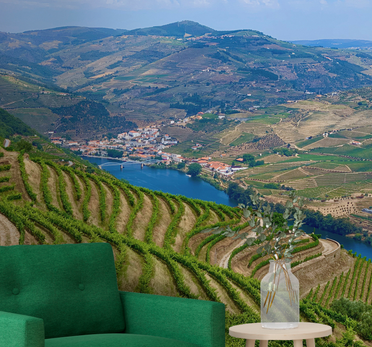 Vineyard valley river landscape wall mural - TenStickers