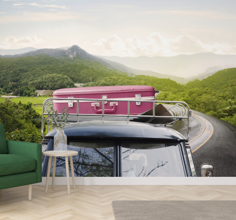 Vintage Suitcase Adventure wall mural vehicle - TenStickers