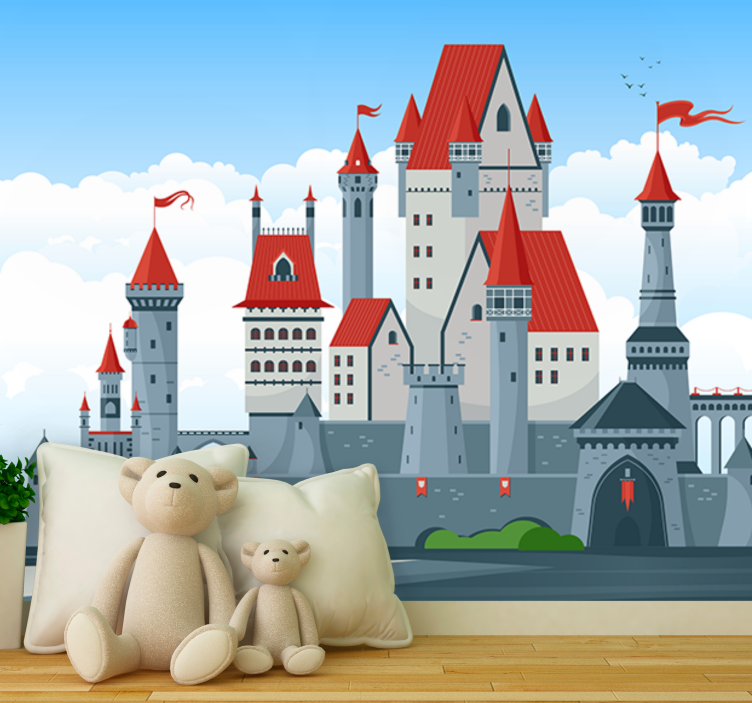 Wall mural fantasy castle with red roofs - TenStickers