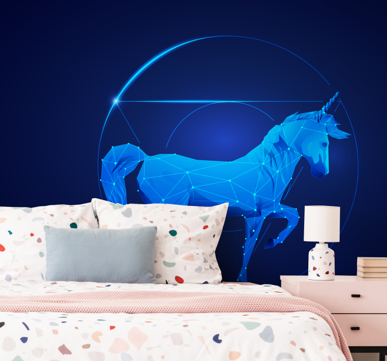 Wall mural fantasy geometric unicorn design - TenStickers