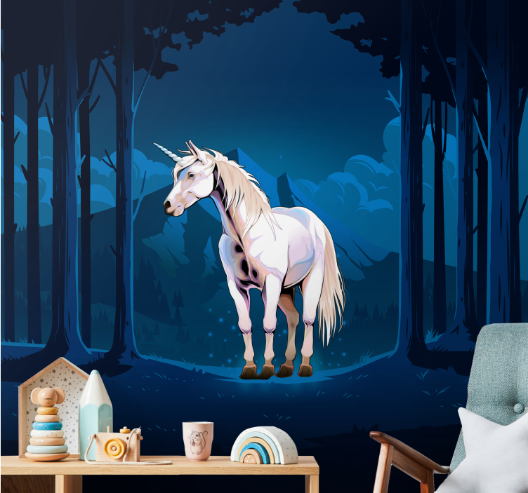 Wall mural fantasy majestic unicorn landscape - TenStickers