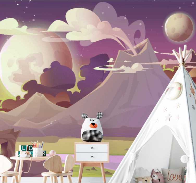 Wall mural fantasy mountain scene - TenStickers