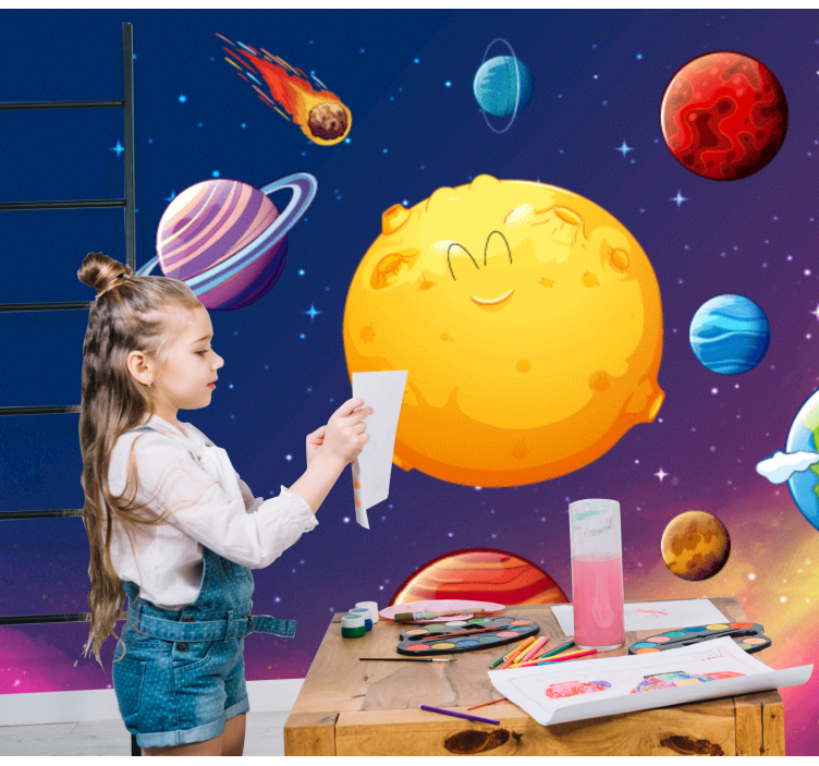 Wall mural fantasy of joyful planet characters - TenStickers